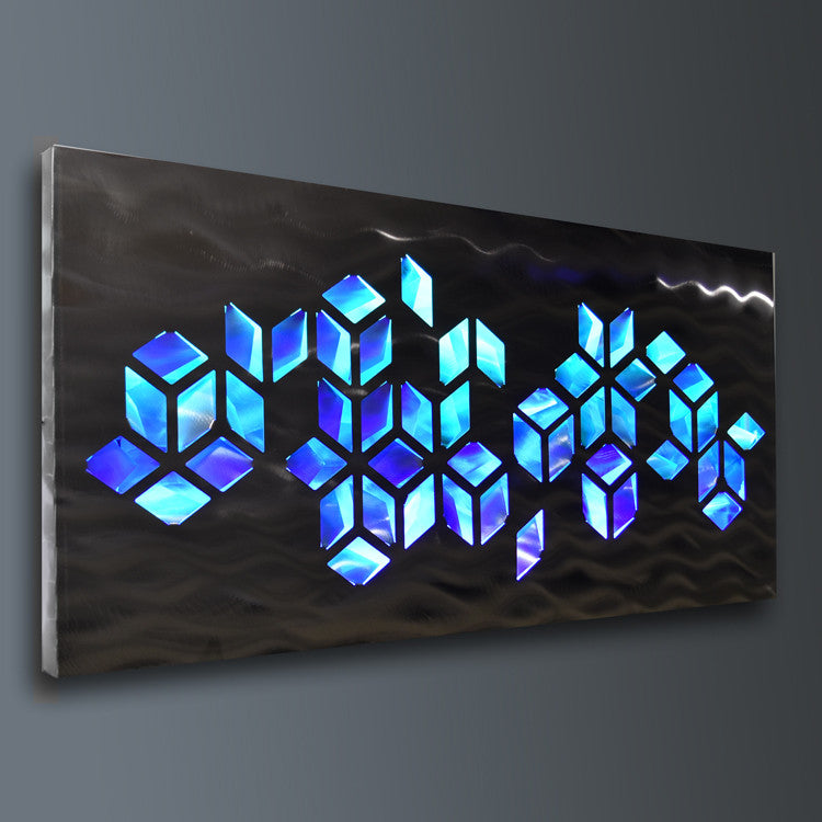 Fracture Lighted Metal Wall Art Sculpture with LED Color Changing Lighting