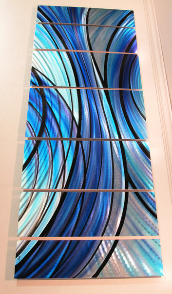 Aqua Blue Metal Contemporary Wall DV8 Art - Studio